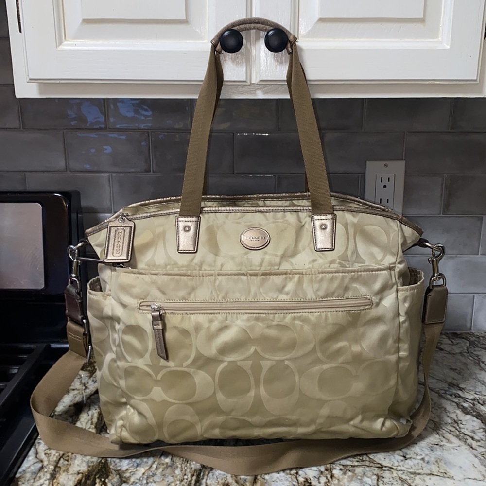 Coach Large Nylon Khaki Tote/Travel Bag